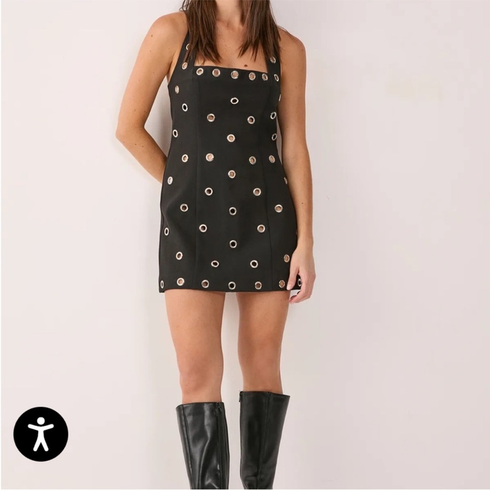 Nasty Gal eyelet tailored halter mini dress